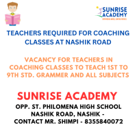 TEACHERS REQUIRED FOR COACHING CLASSES AT NASHIK ROAD